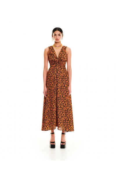 Front Bow Maxi Dress Leopard - WE ARE