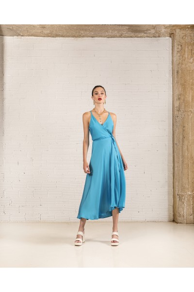 June Wrap Dress – Sky Blue